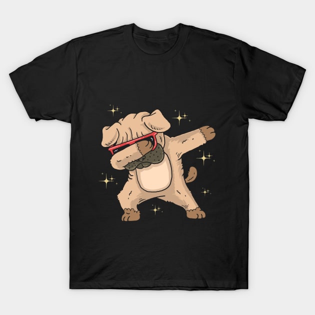 pug dog dabbing T-Shirt by sharukhdesign